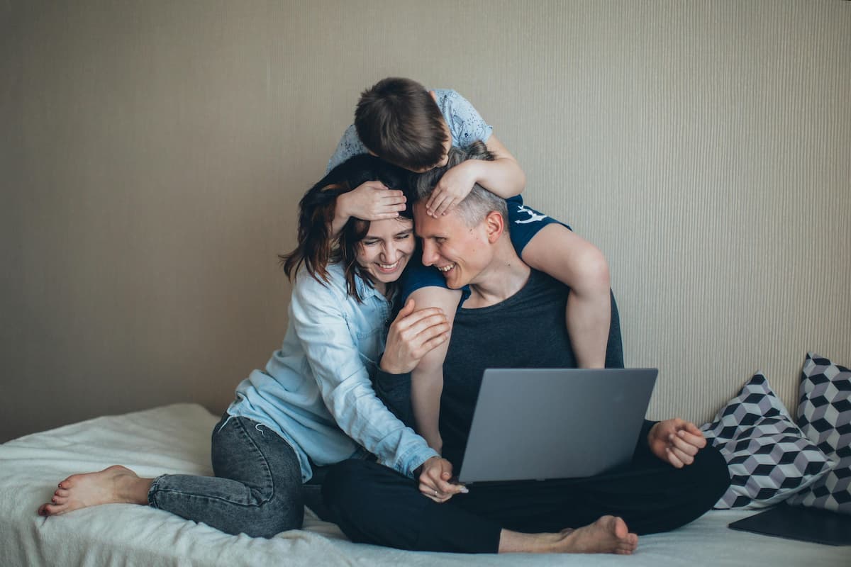 Family sharing laptop